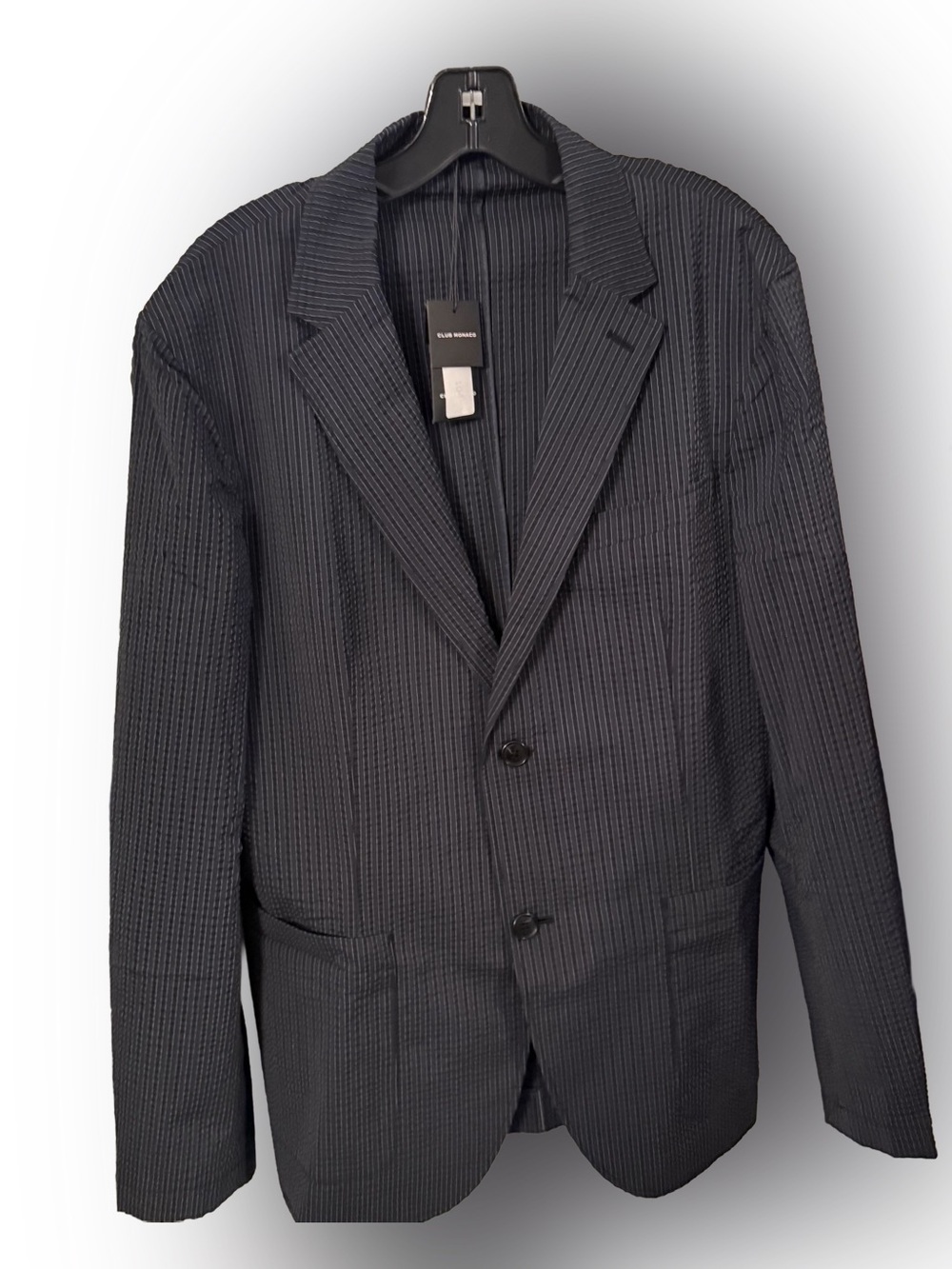 Club Monaco Men's Grant Navy Pinstripe Seersucker Blazer Sz 42 Ret $329 NWT